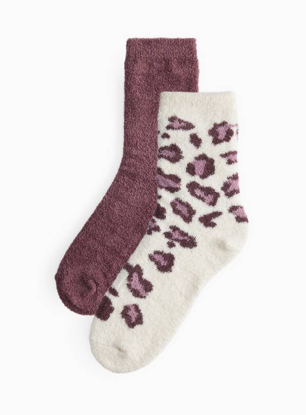 Dark Red Animal Print Socks 2 Pack 4-8